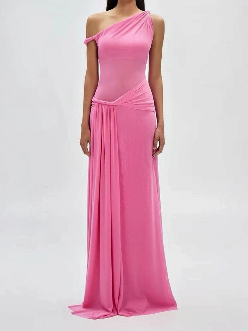 MISHA One Shoulder Maxi Dress in Pink Size medium